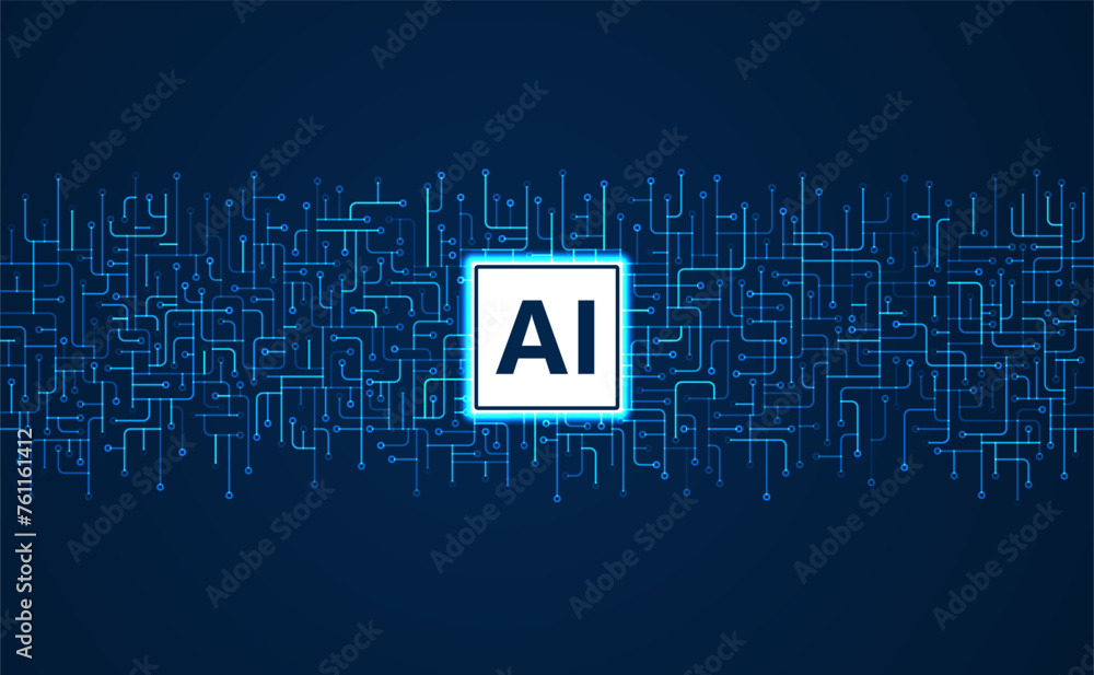 Aufkleber artificial intelligence chipset on circuit board. futuristic concept. high-tech technology backgroun