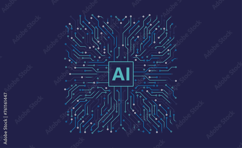 Poster artificial intelligence chipset on circuit board. futuristic concept. high-tech technology backgroun
