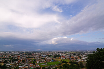 Wide landscape of Puebla city in Mexico