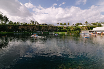 Fototapeta na wymiar Lake Landscape at los fuertes Puebla Mexico