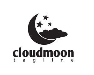 creative cloud moon and stars decorate logo design template