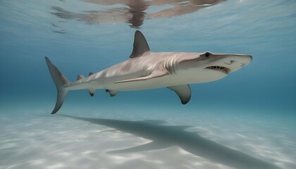 A Hammerhead Shark Hunting In Shallow Waters - obrazy, fototapety, plakaty