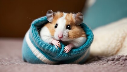 A Hamster Snuggling Up In A Cozy Sock