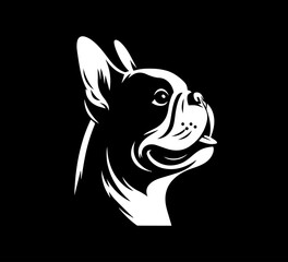 french bulldog logo template editable black and white vector