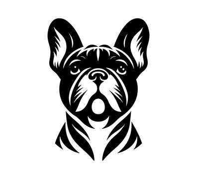 french bulldog logo template editable black and white vector