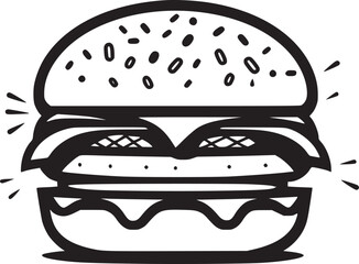 burger, hamburger hand drawn vector illustration sketch retro style