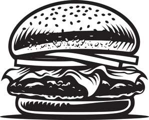 burger, hamburger hand drawn vector illustration sketch retro style