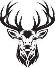 Monochrome deer head with elegant antler