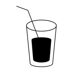 Glass of drink with straw line icon. Vector illustration