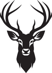 Monochrome deer head with elegant antler