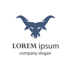 aggressive horned bull head logo design
