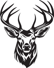 Monochrome deer head with elegant antler