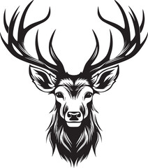 Monochrome deer head with elegant antler © MDMASUD