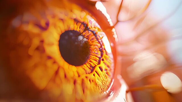 A closeup of a patients eye illustrating how a digital twin can simulate the progression of glaucoma and the effects of different treatments.