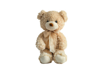 Fluffy Standing Teddy Bear Doll Isolated on Transparent Background.