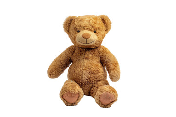 Adorable Standing Plush Teddy Bear Isolated on Transparent Background.