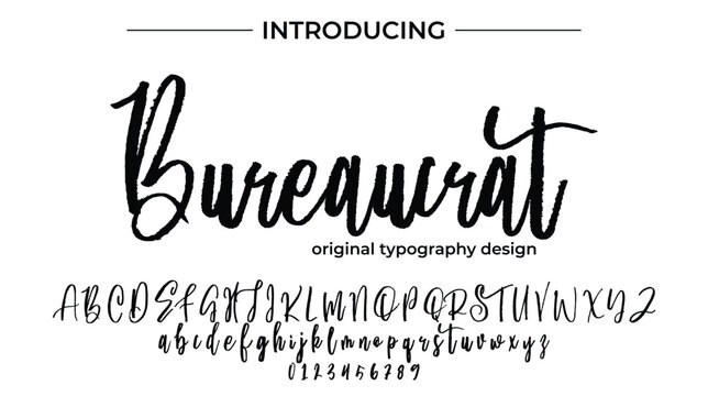 Bureaucrat Font Stylish brush painted an uppercase vector letters, alphabet, typeface