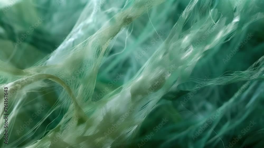 Poster a magnified view of algaederived fabric at the molecular level showcasing the complex structure of t