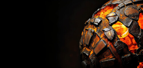  A molten lava-like grenade with glowing cracks and intense heat.