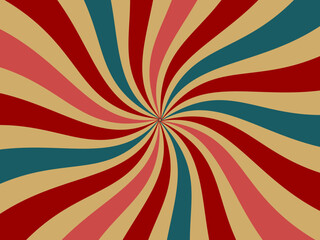 Swirl radial pattern retro background.