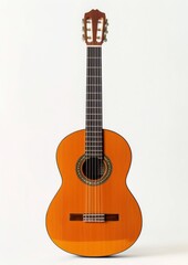 Fototapeta premium Wooden guitar on a white background.