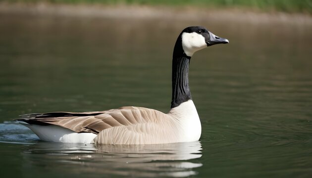 A Goose With Its Bill Dipped Into The Water Filte