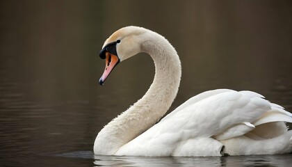 A Swan With Its Feathers Rustling In The Wind Cre