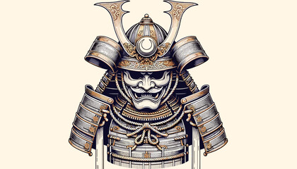 Concept of traditional Japanese armor image. Vector illustration.