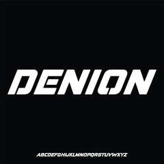 Denion, futuristic industrial modern geometric font alphabet vector typeset