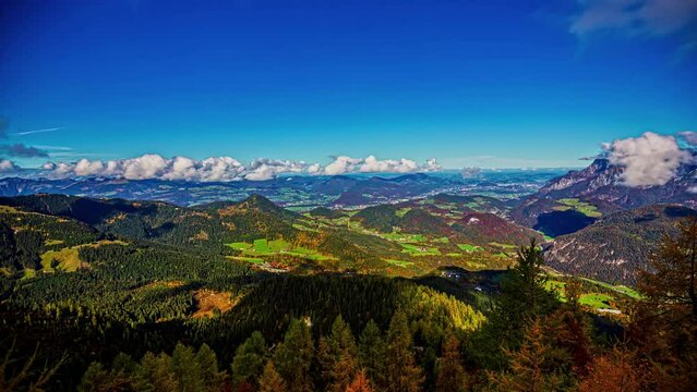 Beautiful Colorful Landscape at The Eagle's Nest in Germany with Scenic Views, Timelapse.