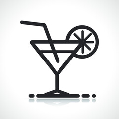 cocktail black line icon isolated