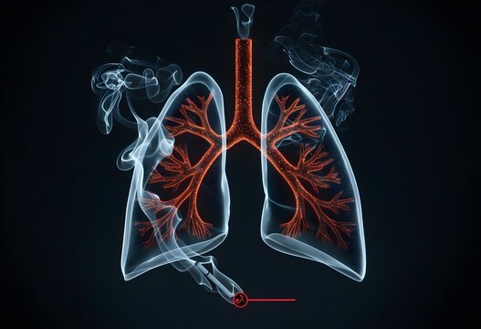 Concept of No smoking and World No Tobacco Day Smoking prevention. Lungs and cigarettes.