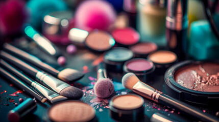 Beauty studio with diverse cosmetics.
