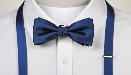 Blue Bow Tie, blue ribbon bow isolation on white background