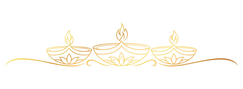 Diwali Candles line art style. Diwali element vector eps 10