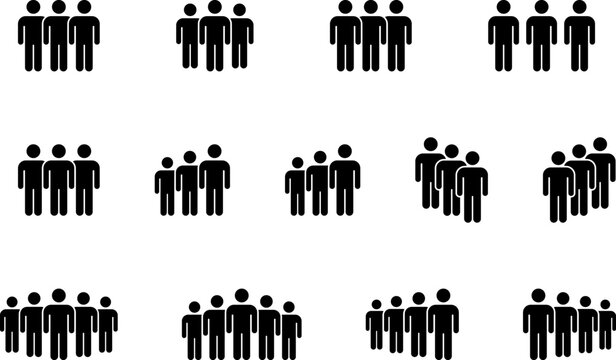 People icon. Group of people icons collection. People group icon set team worker user. User profile symbol. Group of users. Persons symbol. Vector.