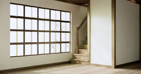 Muji style, Empty wooden room,Cleaning japandi room interior