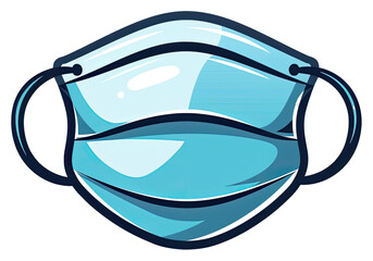 Blue Surgical Mask for Healthcare Protection. Isolated on a Transparent Background. Cutout PNG.