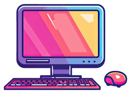 Desktop Computer for Data Management. Isolated on a Transparent Background. Cutout PNG.