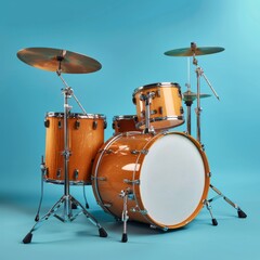 Fototapeta na wymiar Drums on a blue background. Music concept.