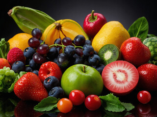 Organic fruits and vegetables. The concept of healthy eating and vegetarian.