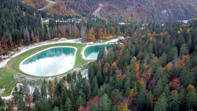 Sella Nevea and its woods dressed in autumn