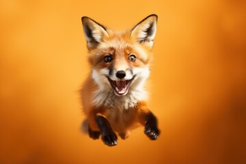 Fototapeta premium Happy fox jumping and having fun.