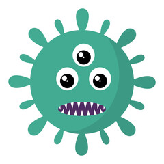 Cute Bacteria Virus in Different Shapes. Cartoon Vector Illustration.