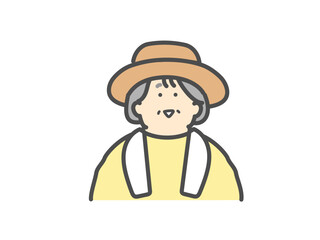 農家で働く笑顔な女性高齢者　シニア　アイコン