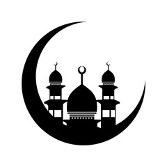 Mosque silhouette building Islamic religion vector icon element