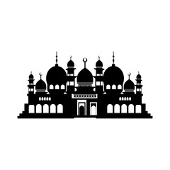 Fototapeta na wymiar Mosque silhouette building Islamic religion vector icon element