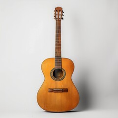 Obraz premium Wooden guitar on a white background.