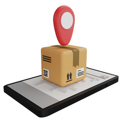 Delivery by GPS phone clipart flat design icon isolated on transparent background, 3D render logistic and delivery concept