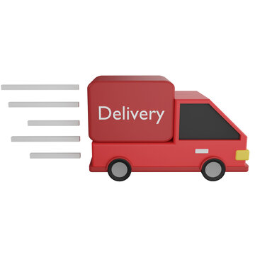 Fast delivery clipart flat design icon isolated on transparent background, 3D render logistic and delivery concept